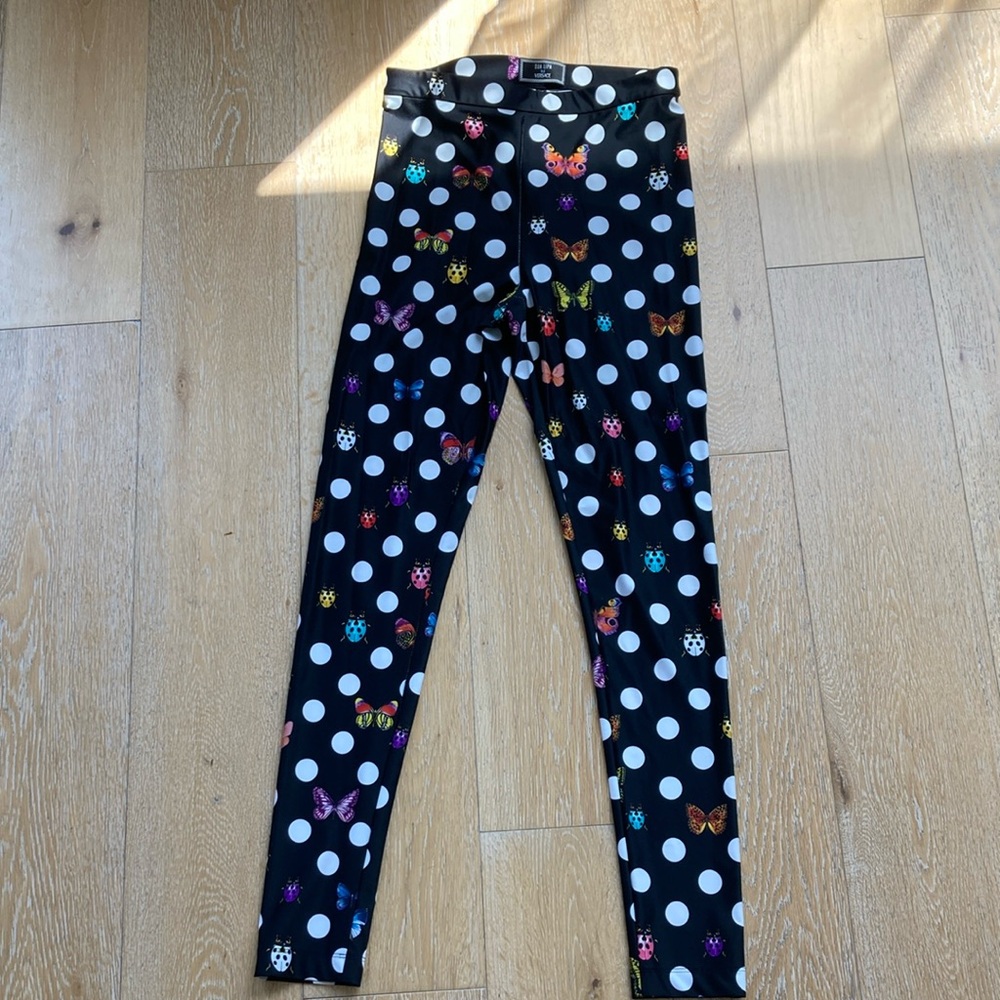 Versace Black and White Polka Dot Leggings